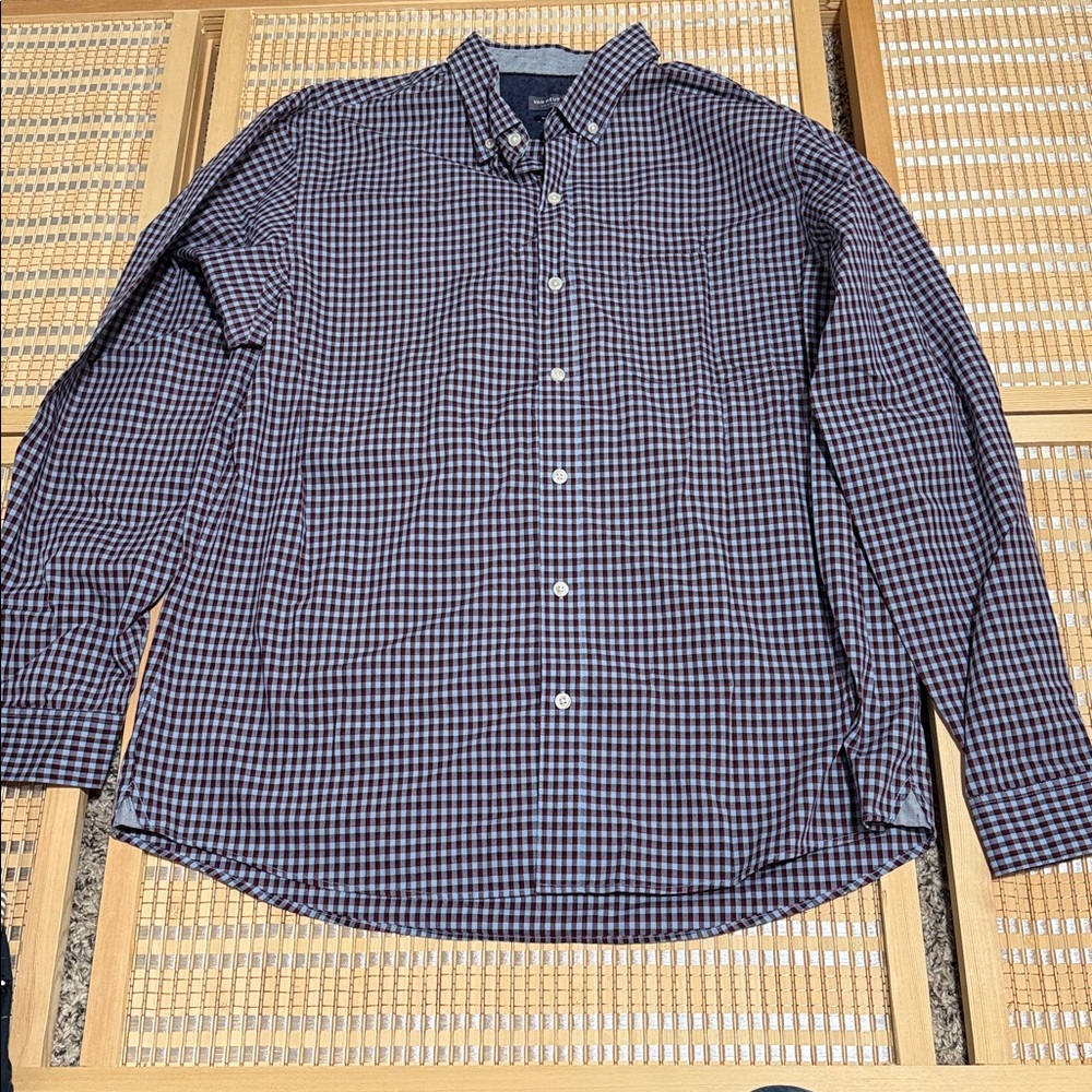 Van Heusen Red and Blue Casual Button Down Shirt